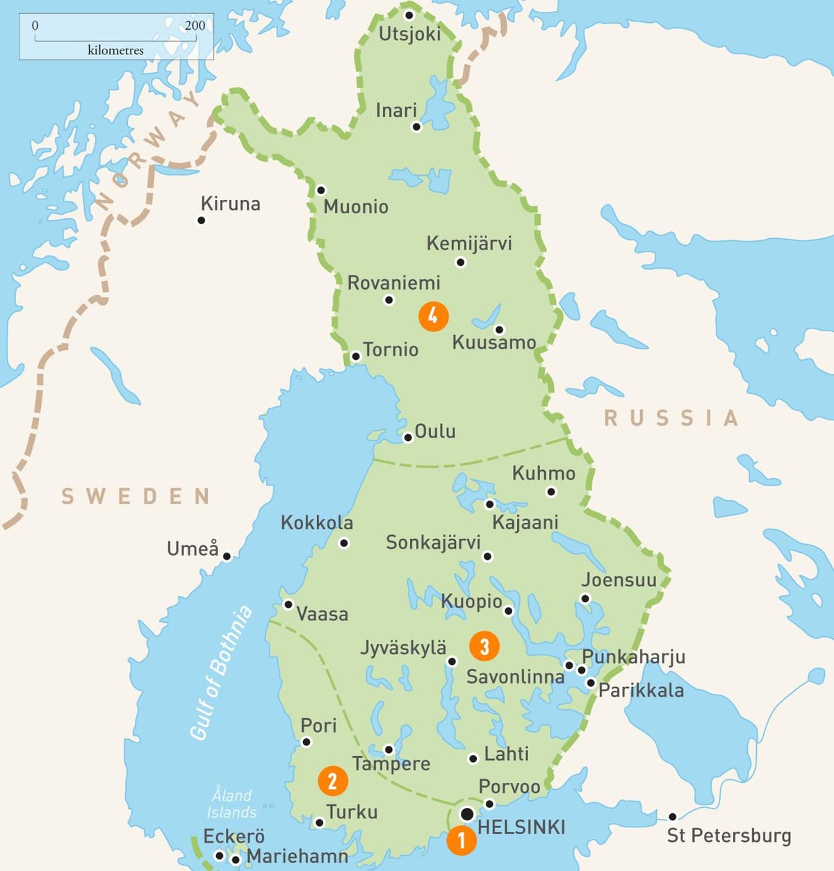 Ramani ya Finland maziwa