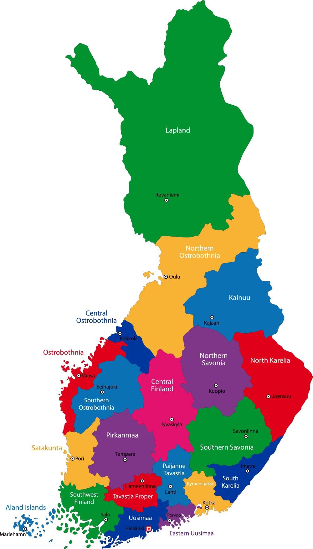 Finland mikoa ramani