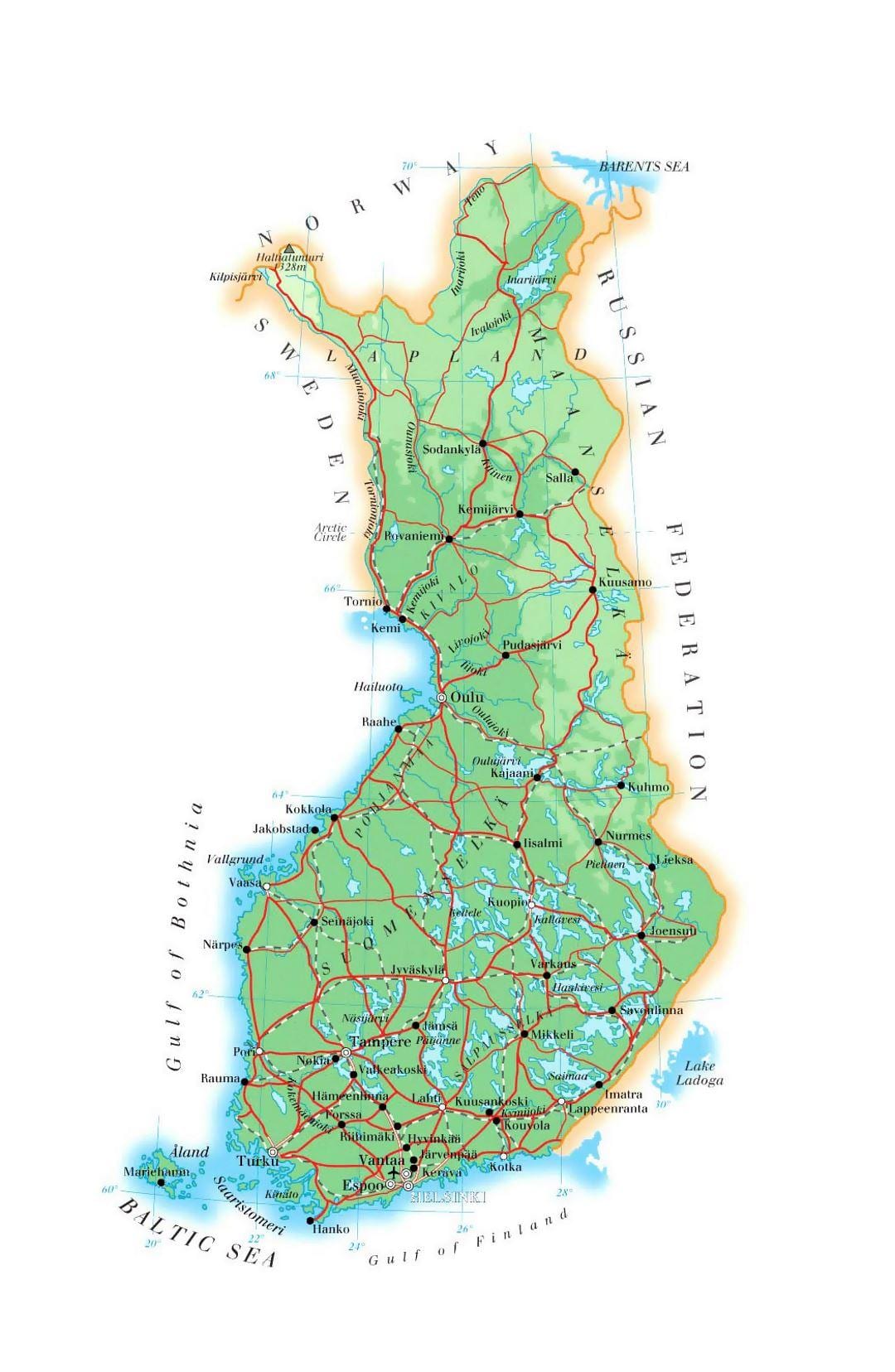 Ramani ya Finland mwinuko