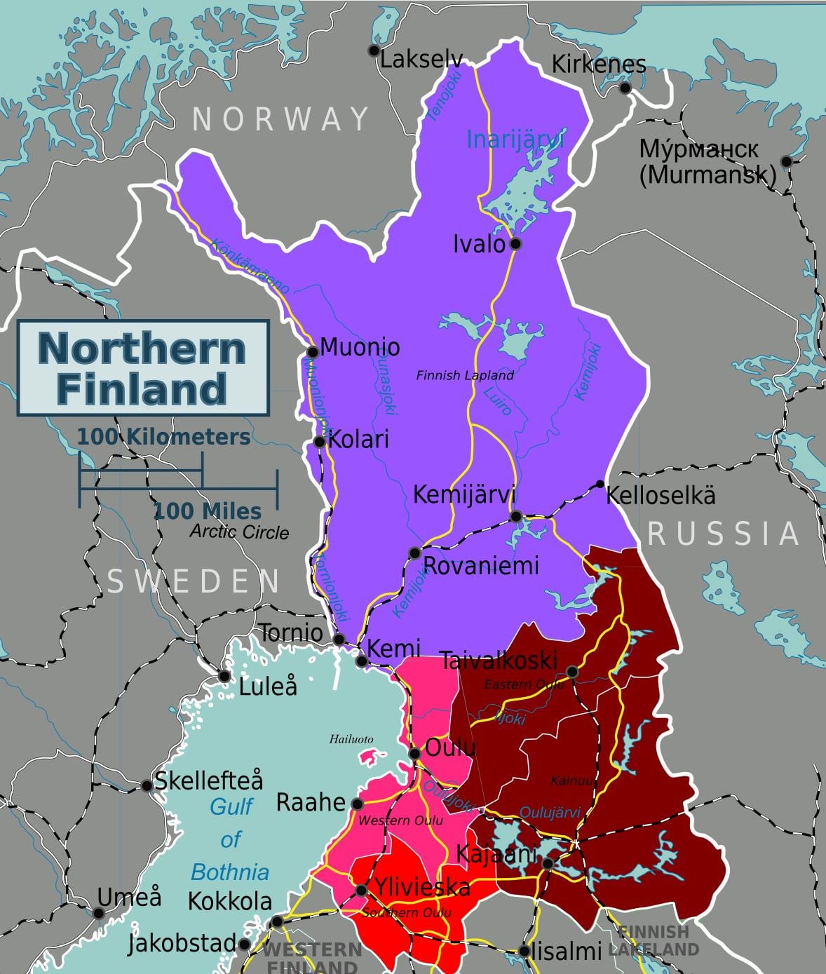 Ramani ya kaskazini mwa Finland