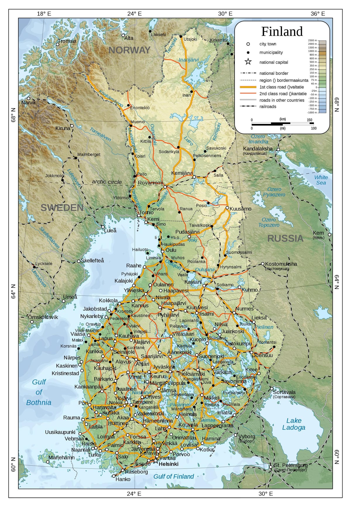 Ramani ya kimwili Finland